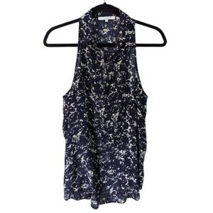 Bella‎ Luxx 100% Silk Collared Halter Neck Sleeveless Blouse Size S